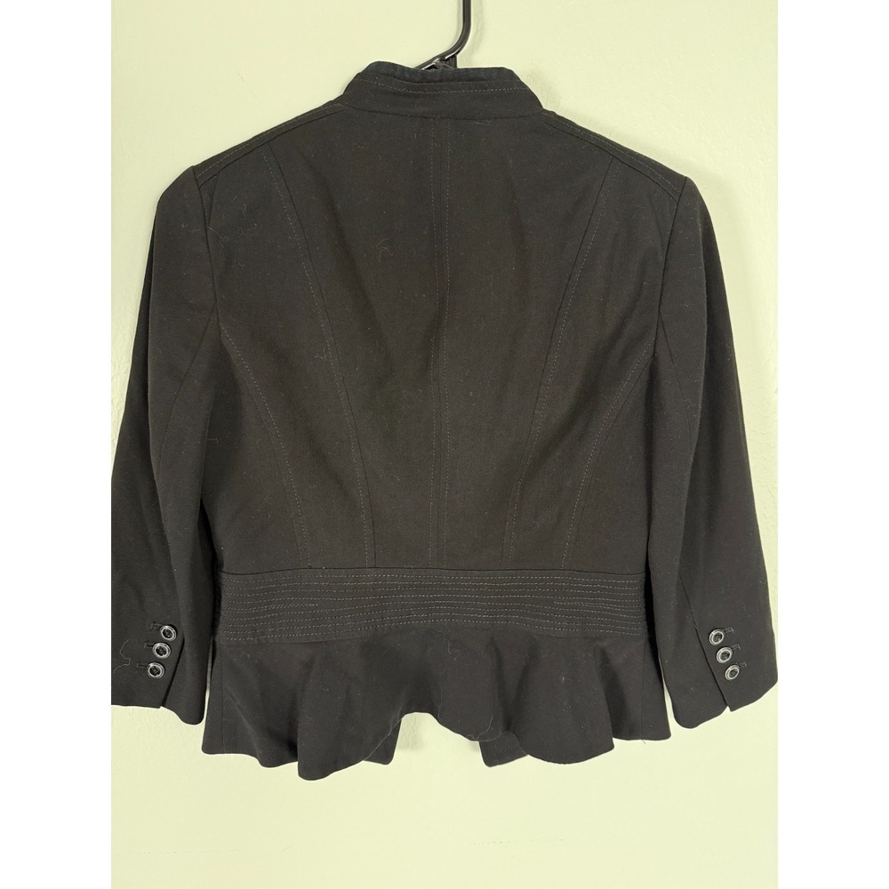 White House Black Market Blazer Jacket Black Cropped Career Women sz 4 - Picture 4 of 5